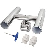 HYDDNice 2 Tube Rocket Launcher Adjustable Rod Holder fit for 1' or 1.26' Highly Polished Stainless Steel Adjustable Fish Rod Holders
