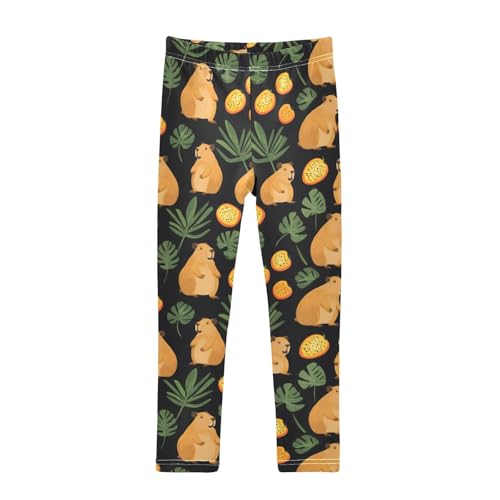 Capybara Tropical Fruits A Girls Leggings Athletic Pants Tights Stretch Bottom