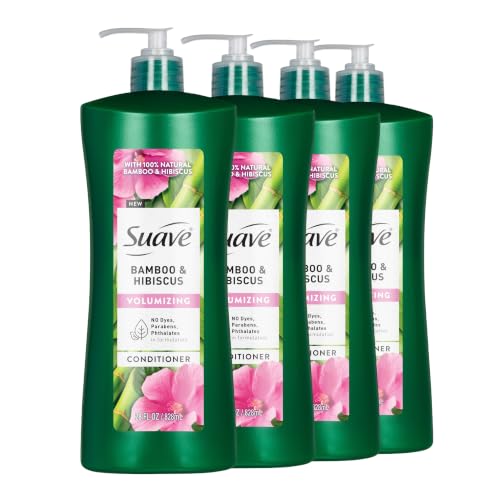 Suave Bamboo Hibiscus Volumizing Conditioner, 28 fl oz, 4 Count