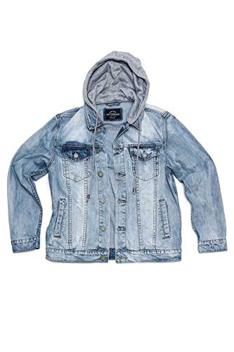 Victorious Hoodie Layered Distressed Denim Jacket With Removable Hood Dk109 - Ice - 4X-Large #TOP7