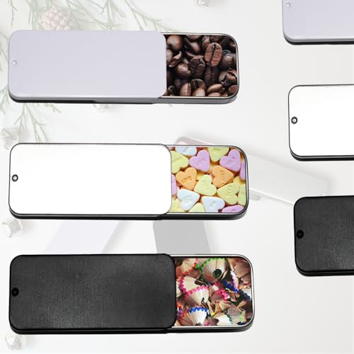 Image of 3 Pack Metal Tin Box Containers, Small Metal Box 3.15 x1.34x0.4 Inch, Empty Mini Container for Candies, Jewelry, Pills, Needles (Blackx1 /Silverx1 /Whitex1)