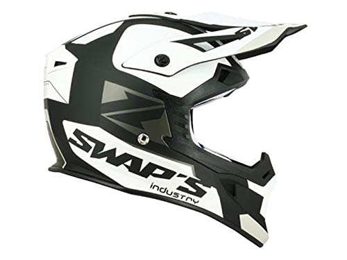 SWAPS Casco da cross per adulti, Blur S818, nero/bianco opaco, taglia L