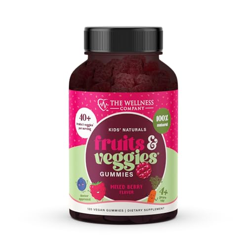 The Wellness Company Kids Naturals Fruits & Veggie Gummies – Daily Nutrition Support | 120ct (2 Month Supply)