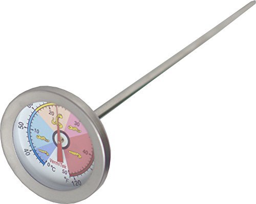 Worm Farming Thermometer for Live Red Wiggler Compost Bins - Accessories Keep Your Worm Composting Container Safe! - an Essential Part of Any Worm Farm Starter Kit - Perfect for Kids & Adults