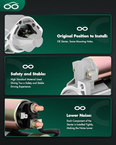 Image of SCITOO Starter Motor 17795N M002T85571 2001-2005 for Dodge Stratus 3.0L 1.2kW /12 Volt CW 8-Tooth Pinion