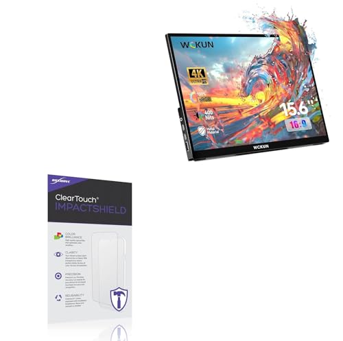 BoxWave Screen Protector Compatible With WCKUN Portable Monitor Touchscreen (15.6 In) - ClearTouch ImpactShield (2-Pack), Impenetrable Screen Protector Flexible Film