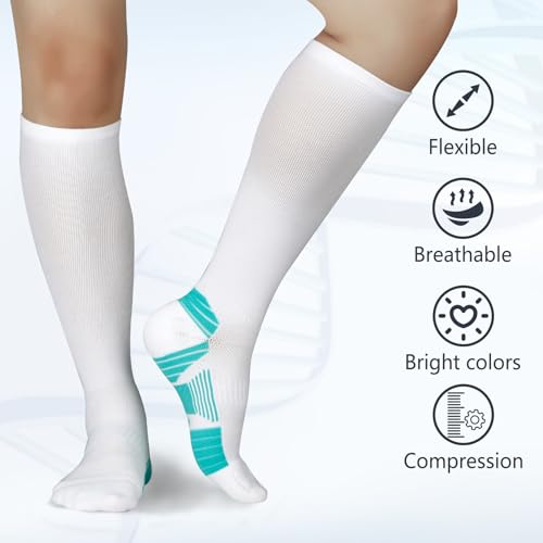 LIN PERFORMANCE 3 Pairs Light Compression Socks for Women and Men 8-15 mmHg Knee High Support Sock for Running Sport Athletic3