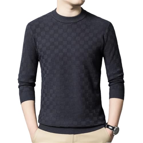 Men Knit Jumpers Pullover Outwear Tops Checkboard Pattern for Winter Vintage Casual Sweater