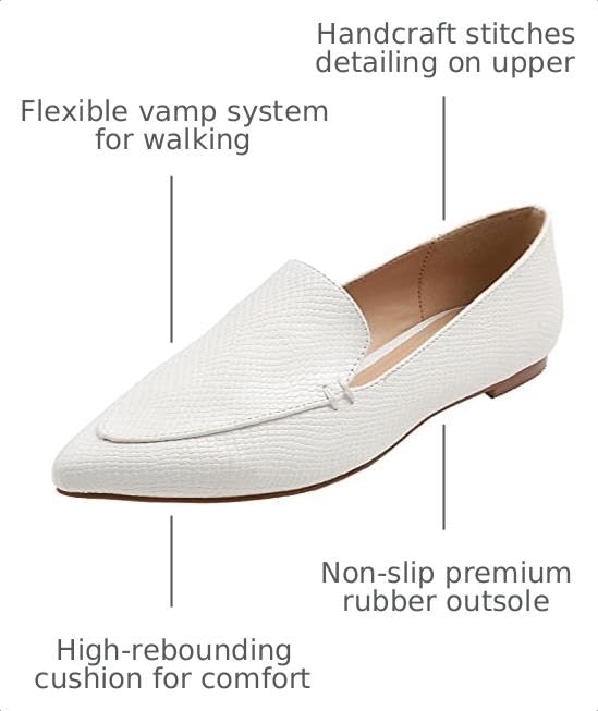 Image of FEVERSOLE Women's Loafer Flat Pointed Fashion Slip On Comfort Driving Office Shoes