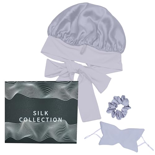 Silk Eye Mask, Bonnet & Hair Tie Set – 6A‑Grade