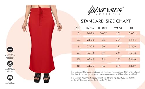 Image of Nexsus Stretchable Saree Shapewear | Petticoat for Women | Cotton Blended | Skirts for Women | Shape Wear Dress for Saree | Available in 80+ Colors and Plus Sizes