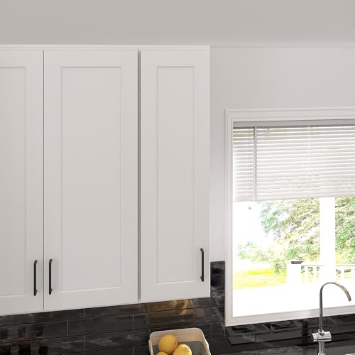 Image of Furinno Shaker 1-Door-3 Shelves Wall Kitchen Cabinet, Ready to Assemble, 12 D x 12 W x 42 H, White