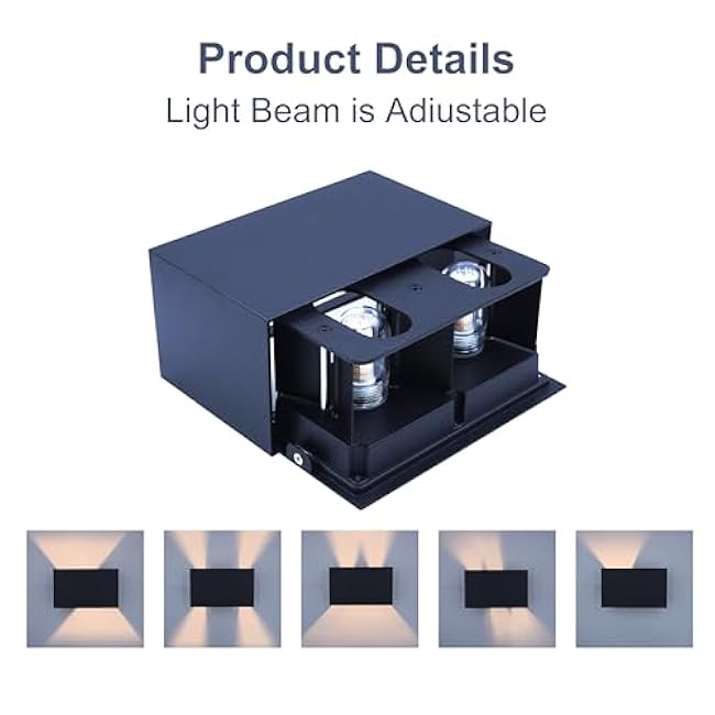 KICAAO 2 Pack Modern Wall Sconce 16W, IP65 Waterproof LED Modern Outdoor Wall Light Fixtures Suitable for Indoor and Outdoor, Replaceable G9 LED Bulb,Adjustable Light Angle(Warm Light 3000K)