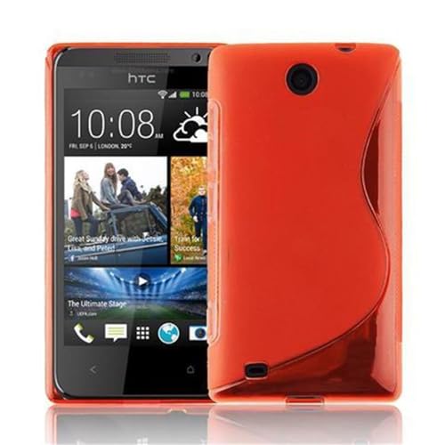Cadorabo Hülle kompatibel mit HTC Desire 300 Schutzhülle TPU Silikon Hülle S-Line Design Slim Kratzfest Weiche Gummi mit R&umschutz Hülle Hülle für HTC Desire 300 in Rot