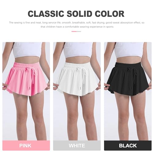 3 Packs Girls Athletic Shorts with Elastane Liner, Sports Running Fitness, 2-in-1 Butterfly Skirts with Pocket2