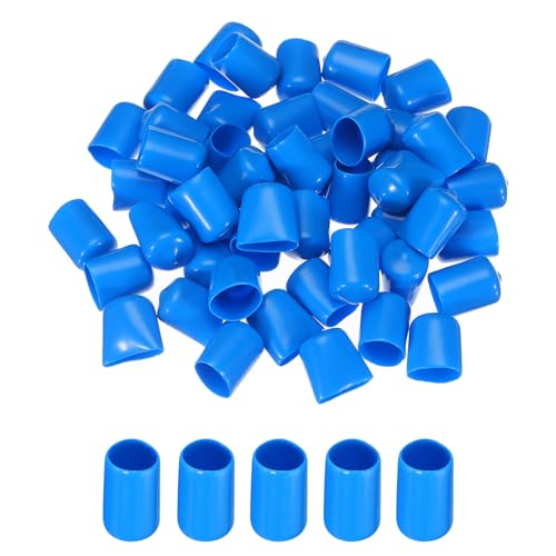 Image of MECCANIXITY 50pcs 16mm(5 /8 inch) Rubber End Caps Cover PVC Vinyl Screw Thread Protector Round Wire Shelf Caps for Screw Bolt Pipe Fence Post, Light Blue