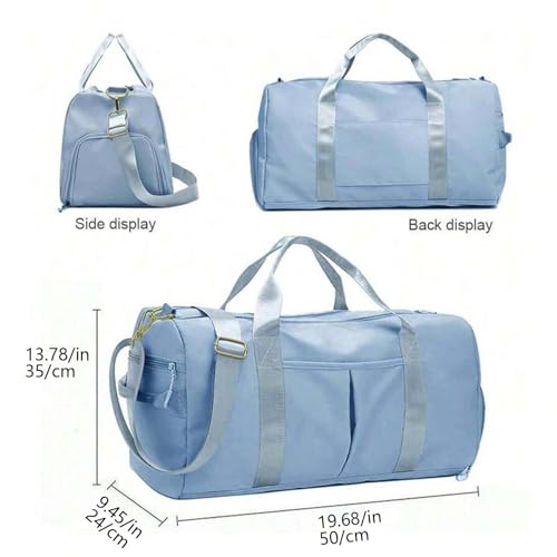 XZG Travel Duffel Bag,Sports Waterproof Tote Gym Bag For Women Men with Shoe Compartment & Wet Pocket, Airplane Travel Essentials for Flying, Weekender Bag Luggage Bag with Trolley Sleeve3