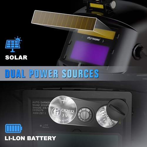 Image of TRQWH Welding Helmet with Light True Color Auto Darkening Welding Helmets for Men Solar Powered Welding Hood with 2 Arc Sensor Wide Shade 4 /9-13 for TIG MIG ARC Cool Welder Mask