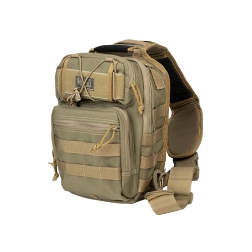 Bolsa táctica para el pecho de viaje caqui, ideal para tus escapadas y trekking