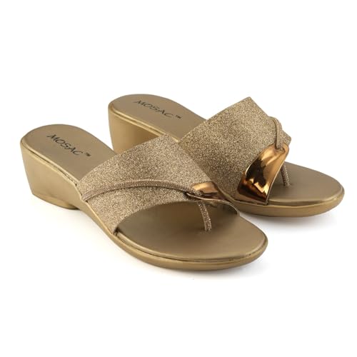 Image of MOSAC Women's Party-Wear Designer Wedding Slip-On Casual Wedge Fashion Wedding Sandal