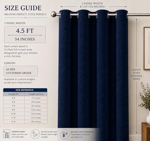 Image of Velvet Curtains | Heavy Soft Premium Velvet Drapes for Bedroom and Living Room | Semi Light Blocking, Thermal Insulated and Noise Reducing Door Panels | 7 Feet, Set of 2 (Navy Blue)