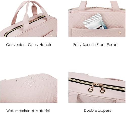 Image of BAGSMART Toiletry Bag Travel Bag with Hanging Hook, Water-resistant Makeup Cosmetic Bag Travel Organizer for Accessories, Shampoo, Full-size Container, Toiletries (Light Pink, Medium)