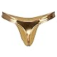 Herren String Tanga Gold Made in Germany Leder Optik Metallic Wetlook Optik Kunstleder, Sexy Unterwäsche, Dessous Reizwäsche für Männer, Men Underwear (as3, alpha, x_l, regular, regular, Gold)