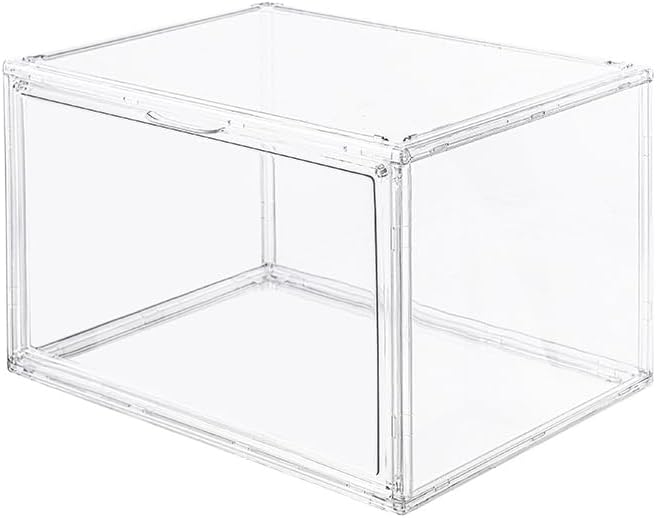 アクリル靴箱、ハイエンドの透明スポーツシューズサイドオープニングディスプレイボックス、防塵および酸化防止剤の収納箱で積み重ねることが