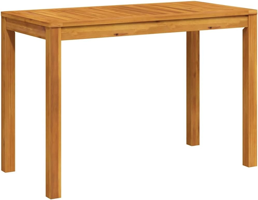 Natural Brown Solid Acacia Wood Outdoor Dining Table, Oiled Finish, 43.3 x 21.7 Inch Rectangular Patio Table for Garden, Terrace, Balcony