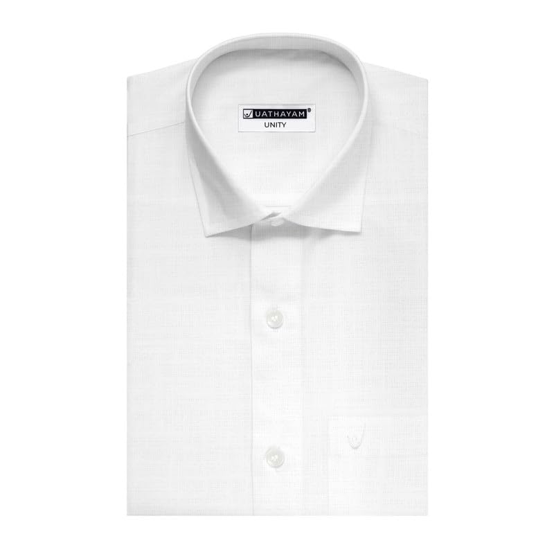 UATHAYAM Unity Mono Fancy Full Sleeve Solid Slim Fit Trending White Formal Shirt for Men Pack of 1
