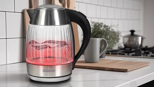 Tetera eléctrica StripeGlass 1.8 L acero y vidrio rojo miniatura 7
