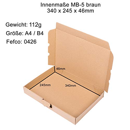 verpacking 50 maxibriefdozen 350x250x50mm DIN A4 bruin MB-5 Maxibrief voor goederenzending DHL DPD GLS H briefzending, P… - Afbeelding 5