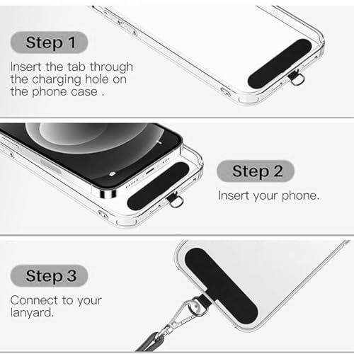 JEYORZY 1x Patches de Cadena para TeléFono MóVil, Parche Universal para Teléfono Celular, Teléfono Parche de Cordón para Teléfono, Adapta a Todas las Colgante para Movil, Accesorio Antipérdida, Negro - imagen 3