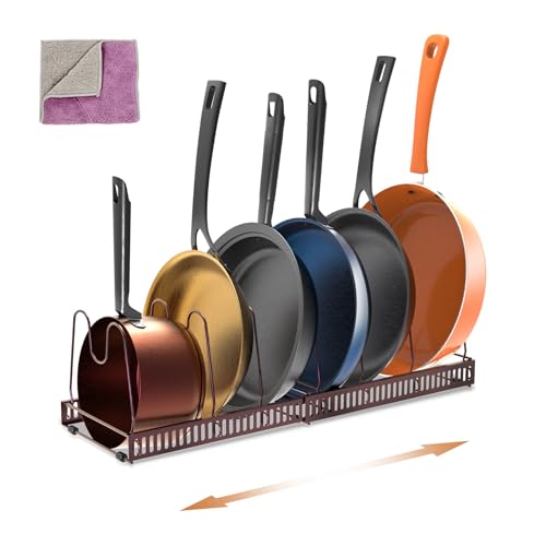 Masthome Organizador de Ollas Ajustable para Sartenes con 7 Compartimentos, Soporte Sartenes Expandible de Cocina, Estante Organizador de Cocina para Sartenes y Utensilios de Cocina