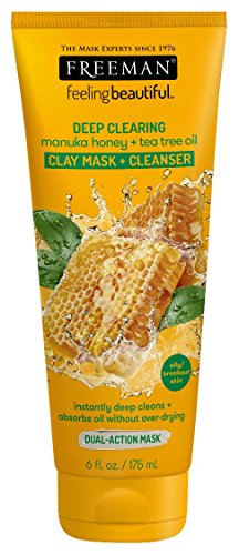 Freeman Facial Manuka Honey + Tea Tree Clay Mask+Cleansr 6 Ounce (175ml) (3 Pack)