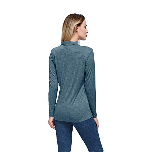 Womens Long Sleeve Athletic Shirt,Cool Dry Fit Golf Polo T Shirt for Running,Golf,Fishing and Hiking Navy Blue-S