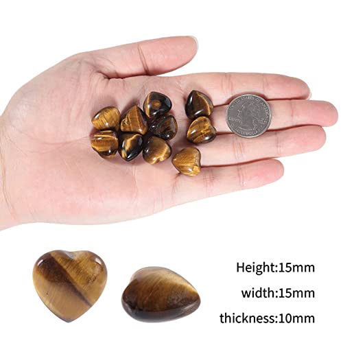 Nupuyai 12pcs Tiger's Eye Crystal Heart Love Palm Worry Stone for Chakra Healing Carved Stone for Home Decoration 1.5cm - Image 2