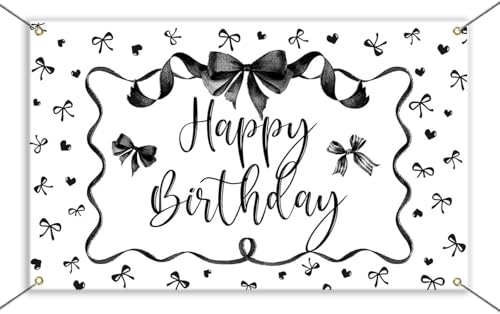Banner Negro Mocsicka con Lazo para Fondo de Cumpleaños miniatura 5