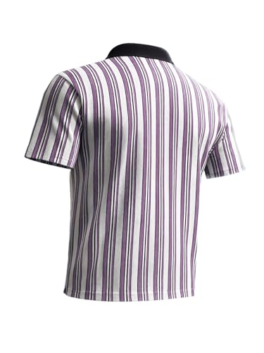 Image of The Indian Garage Co Men Boxy Fit Half Sleeves Vertical Striped Polo T-Shirt