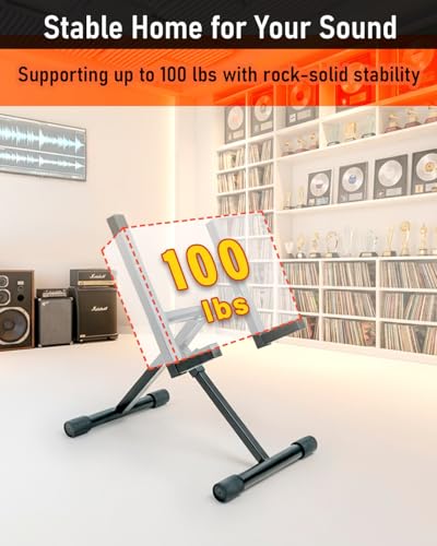 Image of Stage Rocker Heavy Duty Amp Stand for Guitar and Bass, 100 lbs Capacity, Fixed 28 Tilt for Optimal Sound Projection, Adjustable Height 17.7-19 inch, Black
