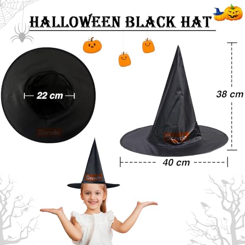 Image of Sarvda halloween costume|halloween dress for boys|witch costume for girls (2-3 Years, Dark Witch (Dress, Hat, Black Cape, 2 Felt Mask, Pumpkin, Teth))