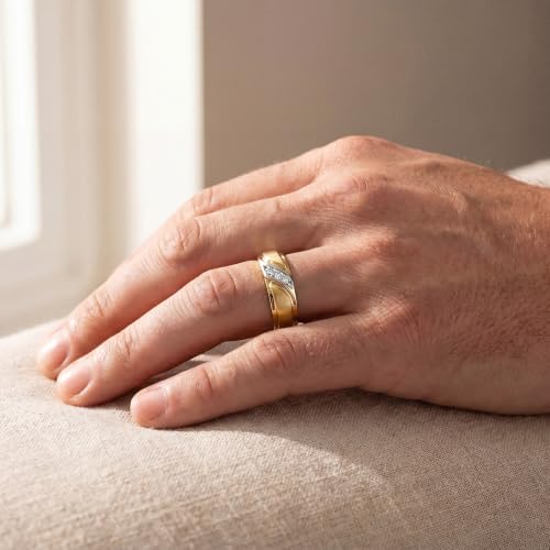 Image of Rylos His /Hers Couples Wedding Bands with Diamonds, Sterling Silver or Yellow Gold Plated, Comfortable Fit, Sizes 6-13, Elegant Couple Rings Symbolizing Commitment
