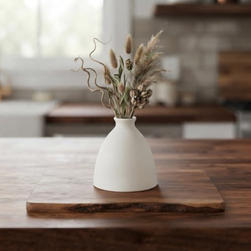 Image of Ceramic Flower Vase for Home Decor Modern Matte White Decorative Table Vase Minimalist Nordic Vase for Pampas Grass, Dried, Artificial & Fresh Flowers Living Room, Bedroom & Office