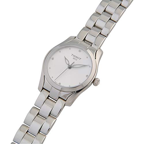 Tissot T Wave Diamonds White Dial Silver Steel Strap Watch For Women - T112.210.11.036.00