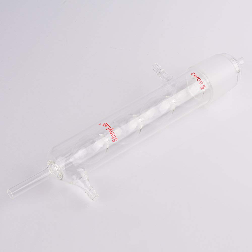 stonylab Reflujo Condensador Allihn para Extractor Soxhlet, Vidrio Borosilicato Condensador Allihn con Junta 50/42 500 mm de Longitud de Chaqueta Vidrio Condensador Laboratorio