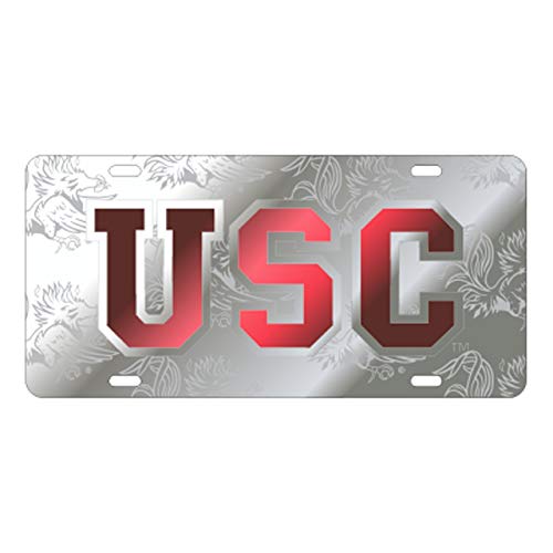 SOUTH CAROLINA GAMECOCKS Laser Cut Inlaid Mirrored Etch Back Logo Plate w/Gamecock