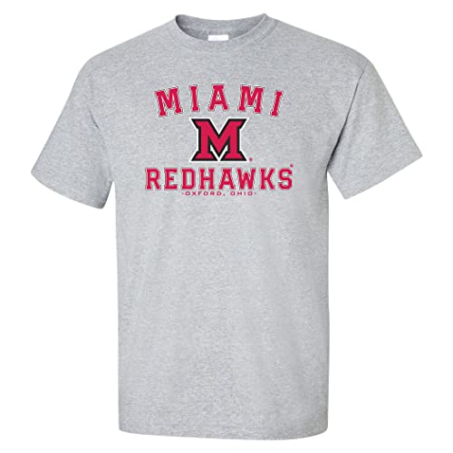 CornBorn Miami University Ohio T-Shirts - Miami Redhawks Apparel - Primary Logo - Gray - Small
