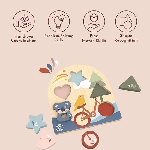 Image of SPEEDY MONKEY Early Learning Puzzle for Toddlers 12m+ 4-Piece Sorter | 4-piece shape color sorter, sorting & stacking toys, cognitive fine motor learning, preschool, early development, wooden toy