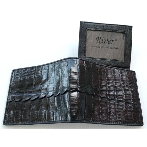 Men's Authentic Crocodile Tail Leather Black Wallet Luxury Wallet