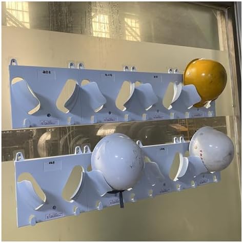 Wall-Mounted Hard Hat Storage Rack - 8 Pack, No Drill Helmet Holder, 10" x 9" Organizer Stand with Attachments for Construction, Factory, and Power Plant Use